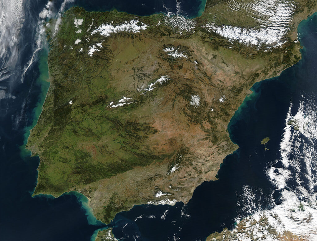 Vista satélite de la peninsula Iberica